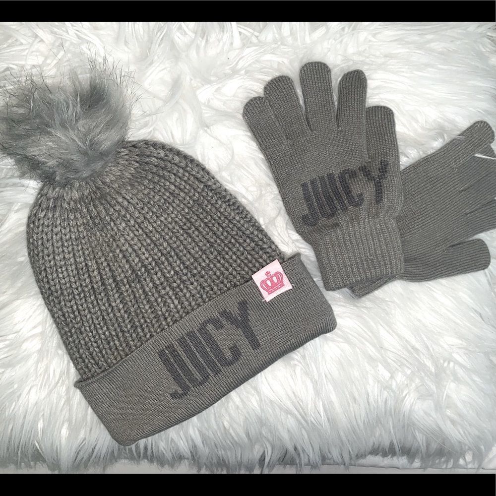 NWT JUICY Pom Beanie Hat & Gloves Set